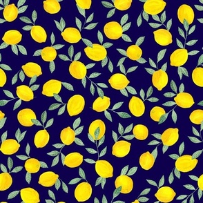 Navy Lemon Fabric Fabric